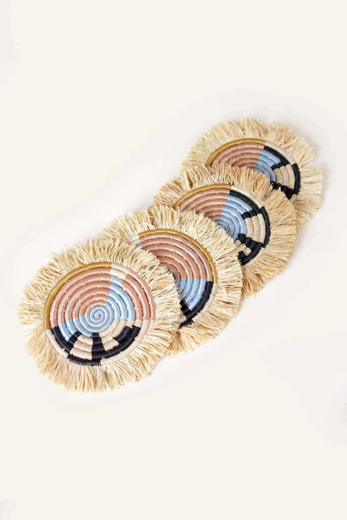 Set of 4 Abstract Form Fringe Coasters