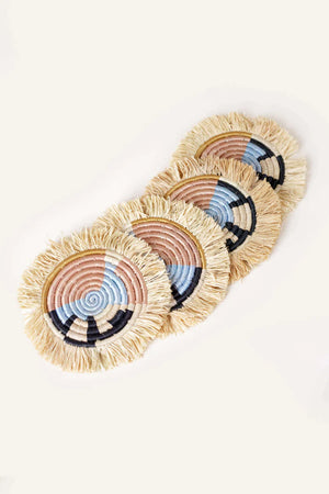 Set of 4 Abstract Form Fringe Coasters