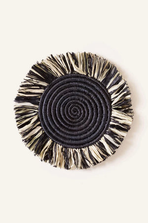 Set of 4 Mixed Raffia Fringe Coasters