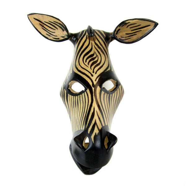 Wood Zebra Mask Wall Hanging