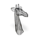 Giraffe head sculpture made of black black wire 