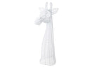 Giraffe head sculpture made of white wire 