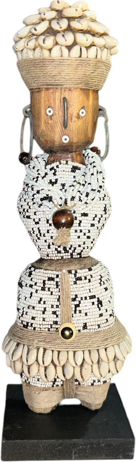 13" Black & White Cowrie Crown Namji Doll