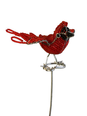 Beaded Bird Garden Stick
