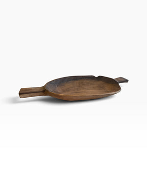 Large wooden bowl with handles