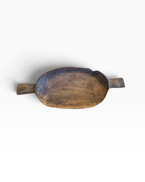 Large wooden bowl with handles