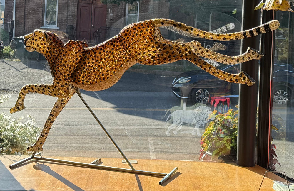 Beaded Grand Cheetah Sculpture