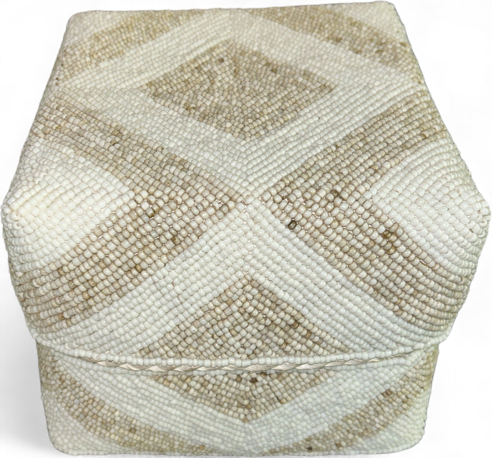 Small Hand Beaded Square Basket