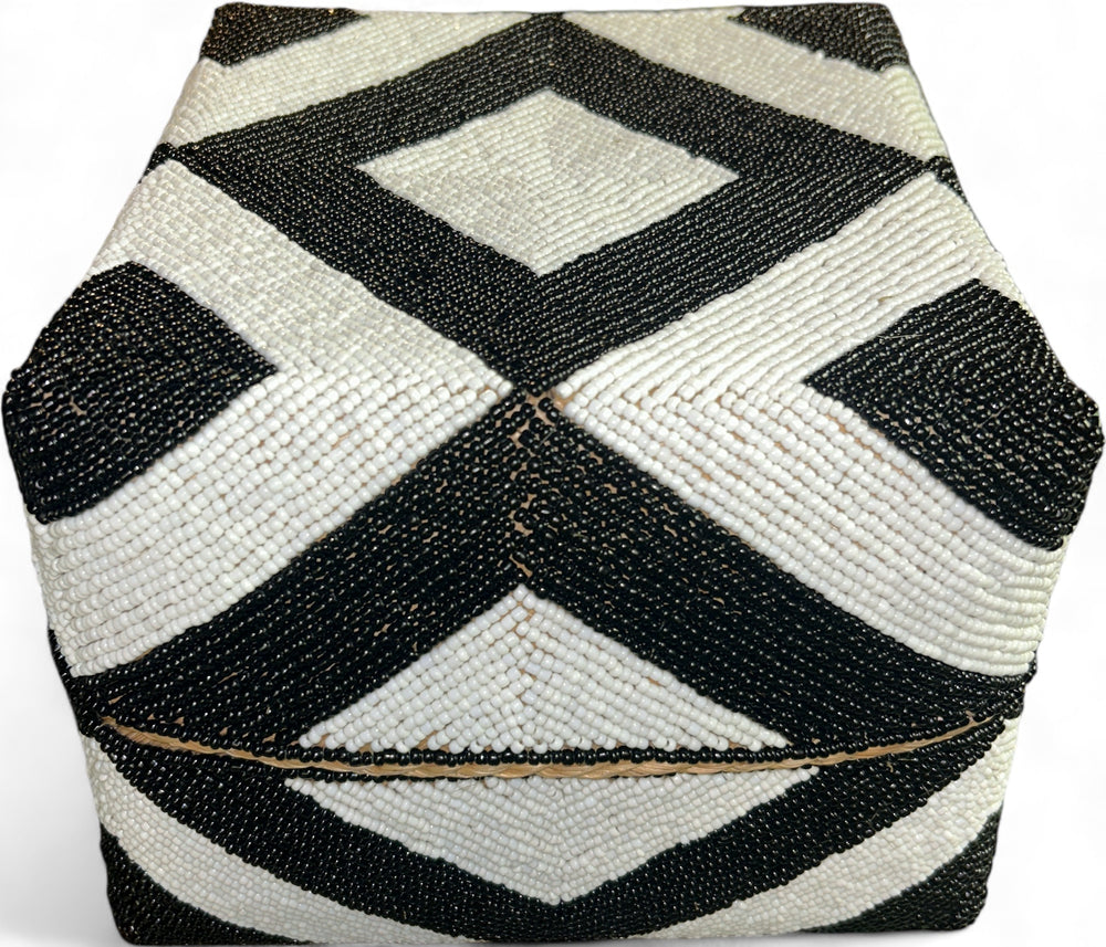 Medium Hand Beaded Square Basket