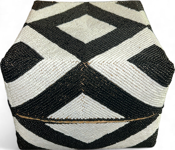 Medium Hand Beaded Square Basket