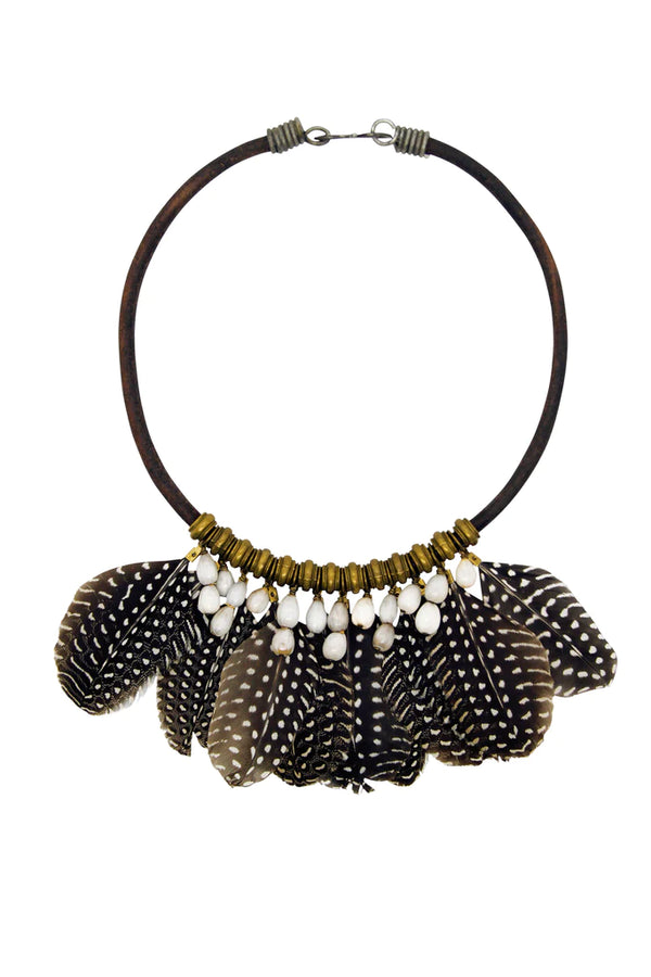 Guinea Fowl Feather Choker