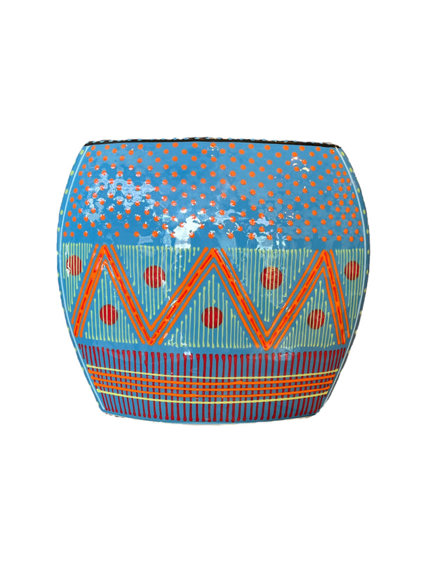 Large Flat Vase 9"
