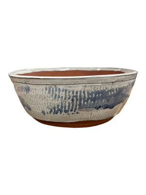Large Blue & White Planter with Rim