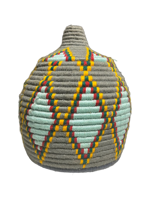 Grey & Blue Moroccan Basket with Lid