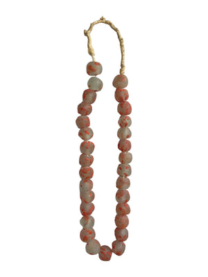 Ghanaian Large Orange Speckled Glass Beads Necklace