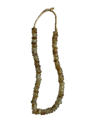 Ghanaian Flat Brown Glass Beads Necklace