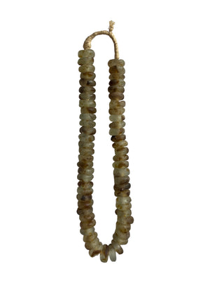 Ghanaian Flat Brown Glass Beads Necklace