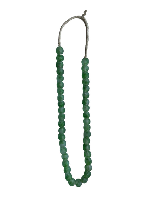 Ghanaian Green Speckled Glass Beads Necklace