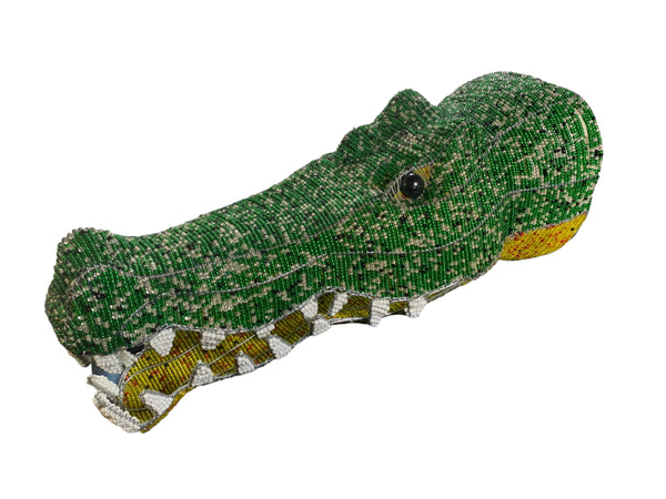 African Beaded Crocodile Trophy Head