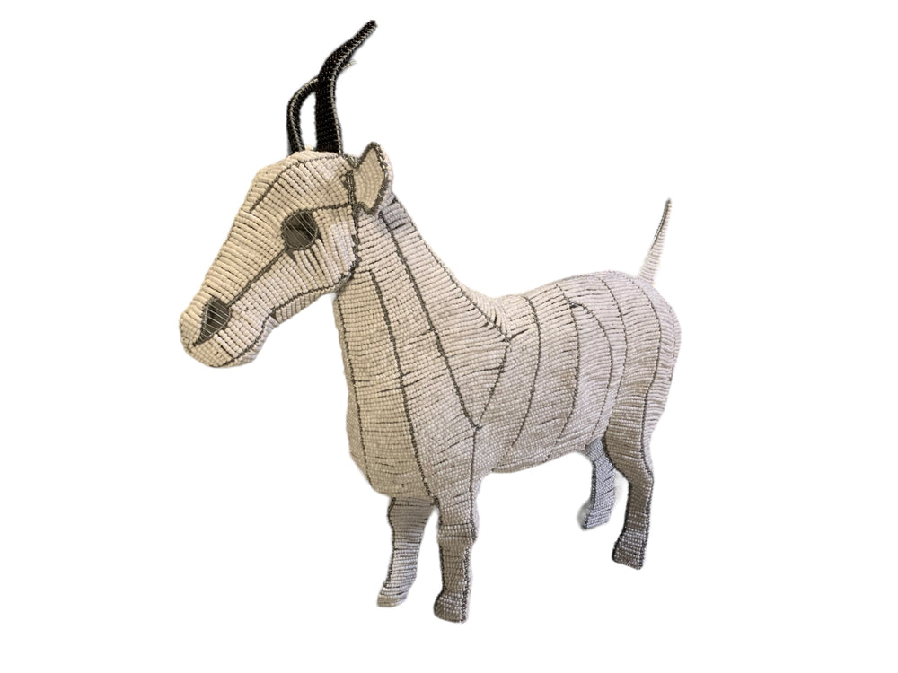African Beaded White Goat 24"