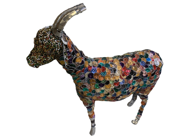 African Beaded Upcycled Material Goat
