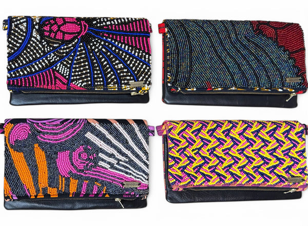 Beaded Fold Over Bag Sm