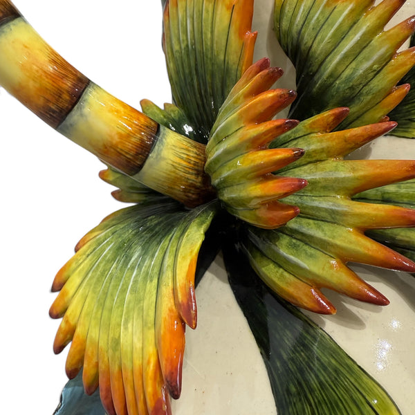 Elephant & Sunbird Palm Tree Vase