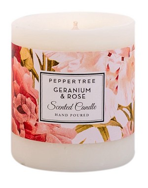Geranium and Rose Small Candle Floral Collection