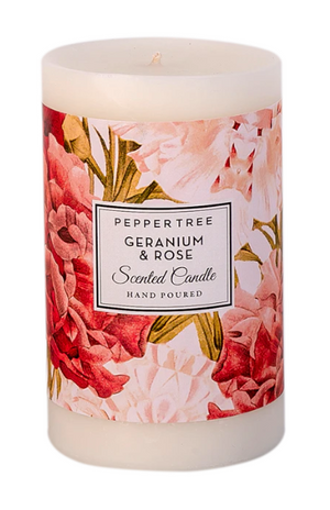 Geranium and Rose Medium Candle Floral Collection
