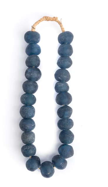 Large Blue Recycled Glass Beaded Necklace