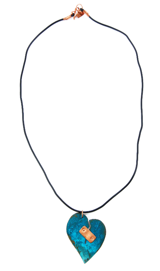 F.R.E.E Reclaimed Copper Heart Viridian Necklace