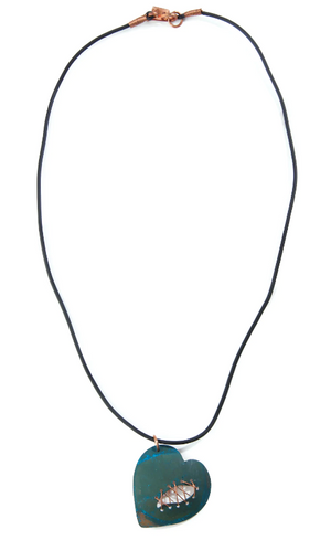 F.R.E.E Mended Copper Heart Viridian Necklace