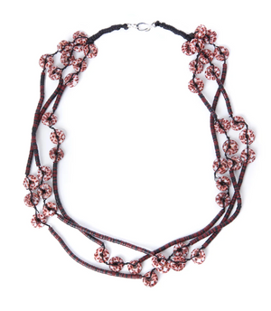 Tiger Powder Glass & Phono Disc Necklace
