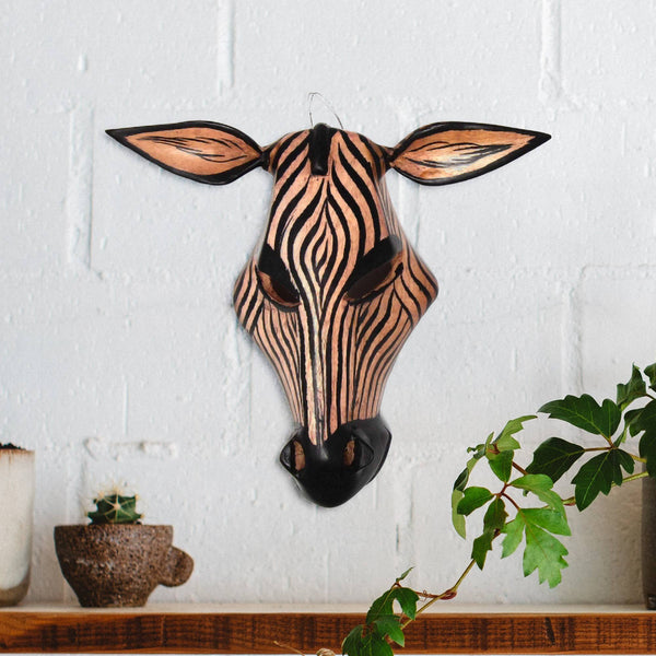 Wood Zebra Mask Wall Hanging