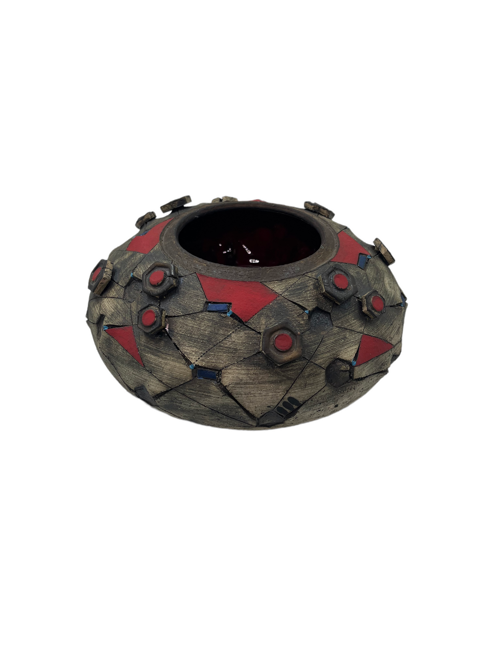 Andile Dyalvane Scarified Flared Cylindrical Vase.  H7"XW6"XD6"
