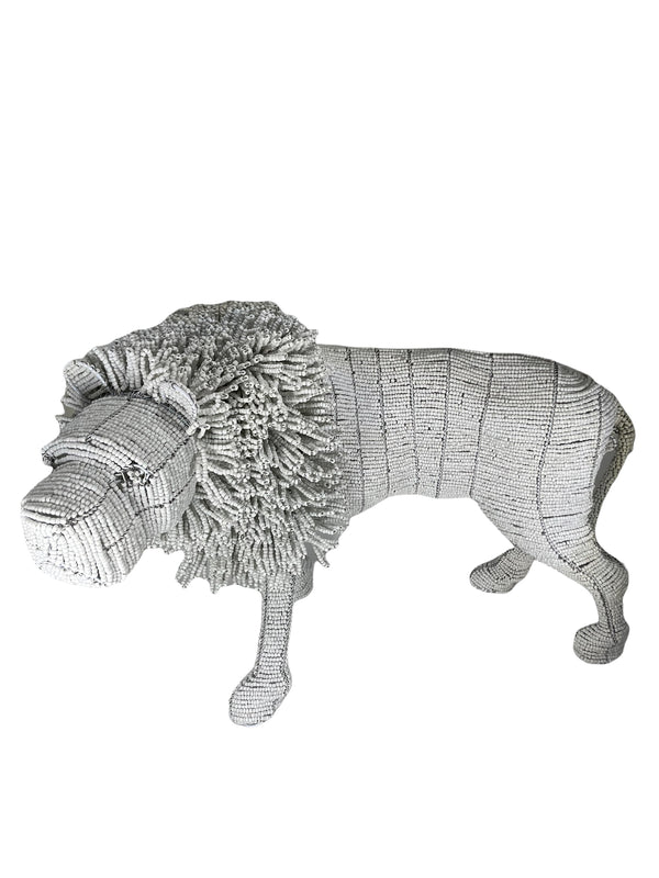 White Beaded Lion Large