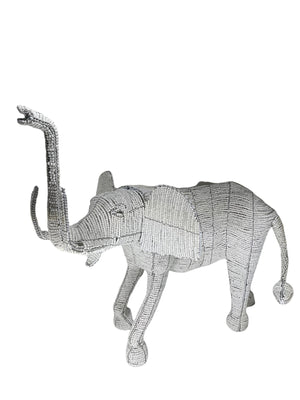 White Beaded Elephant Large