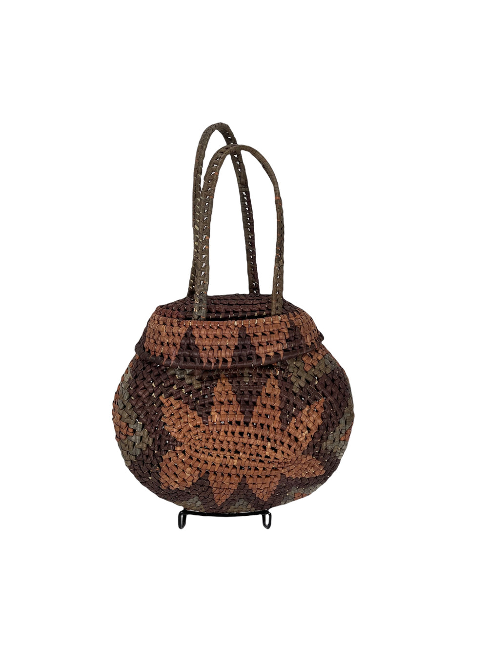 Small Basket Lidded Handbag Brown