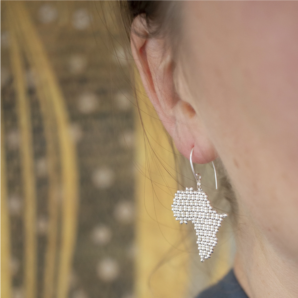 Africa Earrings Sterling Silver