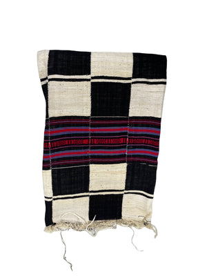 Cotton Mossi Blanket with Red/Indigo Stripes