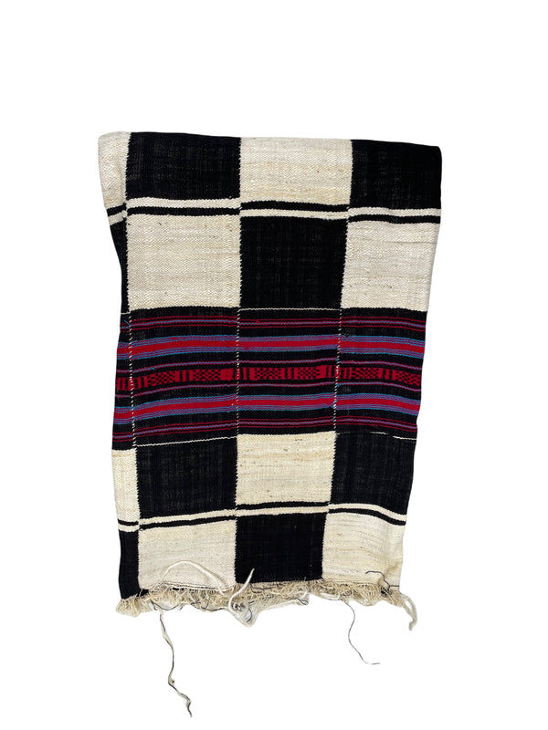 Cotton Mossi Blanket with Red/Indigo Stripes