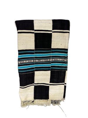 Cotton Mossi Blanket with Indigo Stripes