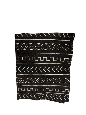 Large Cotton Mud Cloth Throw Blanket, 68"x45"
