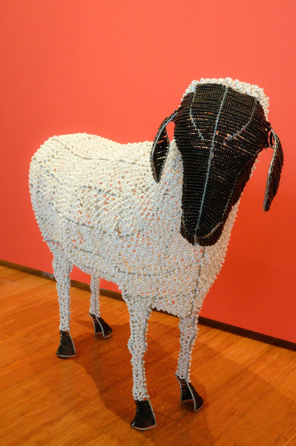 White & Black Face Beaded  Wire Sheep 28" South Africa