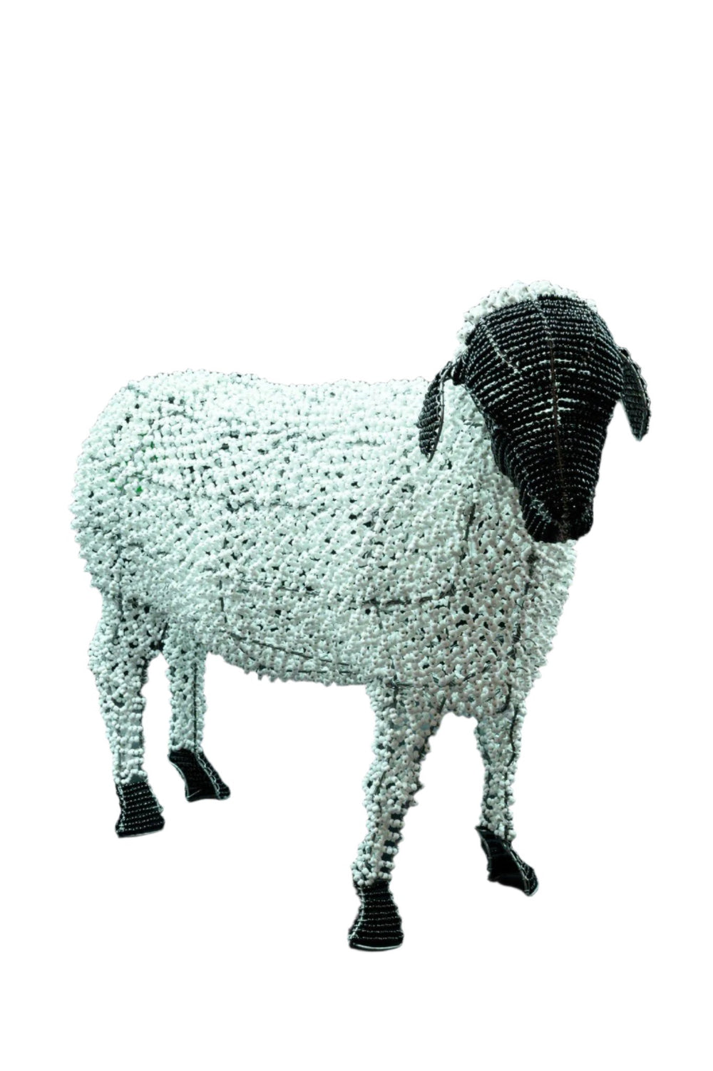 White & Black Face Beaded Sheep 12" South Africa