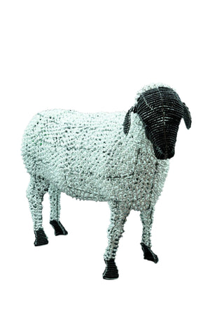 White & Black Face Beaded Sheep 12" South Africa