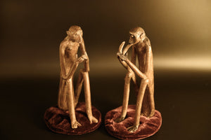 Vintage African Brass Monkey Pair, Ivory Coast