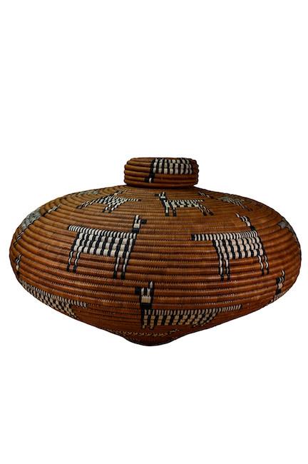 Isichumo Lidded Basket with Zebras by Beauty Ngxongo