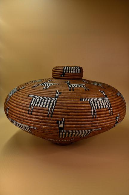 Isichumo Lidded Basket with Zebras by Beauty Ngxongo