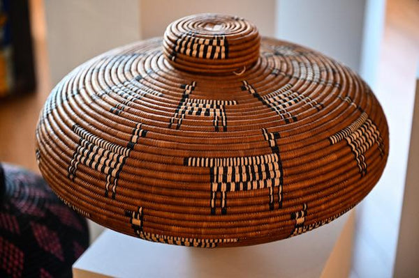 Isichumo Lidded Basket with Zebras by Beauty Ngxongo
